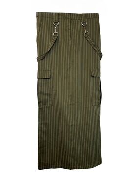 The Ragged Priest Cargo Midi Skirt Green Pinstripe Utility Straps Size 10